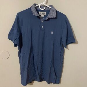 Original Penguin Blue Polo with Patterned Collar